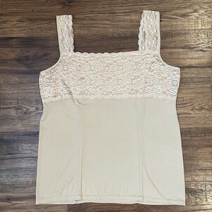 Y2K Womens‎ Medium Lace Trim Slinky Cami Cream Coquette Fairy Bratz 2000s Floral